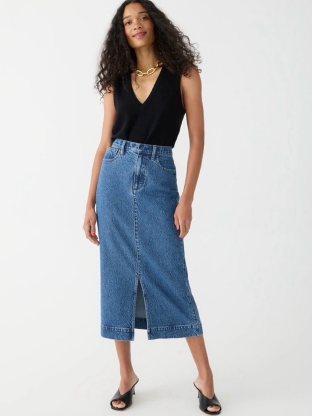 BOGO! J. Crew Midi Denim Jean Skirt Medium Wash Blue Size 26